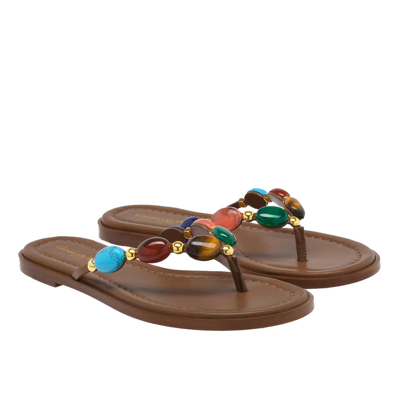 Visuel 2 : Collection Gianvito Rossi Bordeaux | Tong Shanti en cuir marron | Chaussures Parenthese