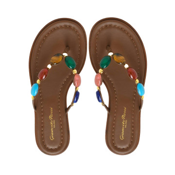 Visuel 3 : Collection Gianvito Rossi Bordeaux | Tong Shanti en cuir marron | Chaussures Parenthese