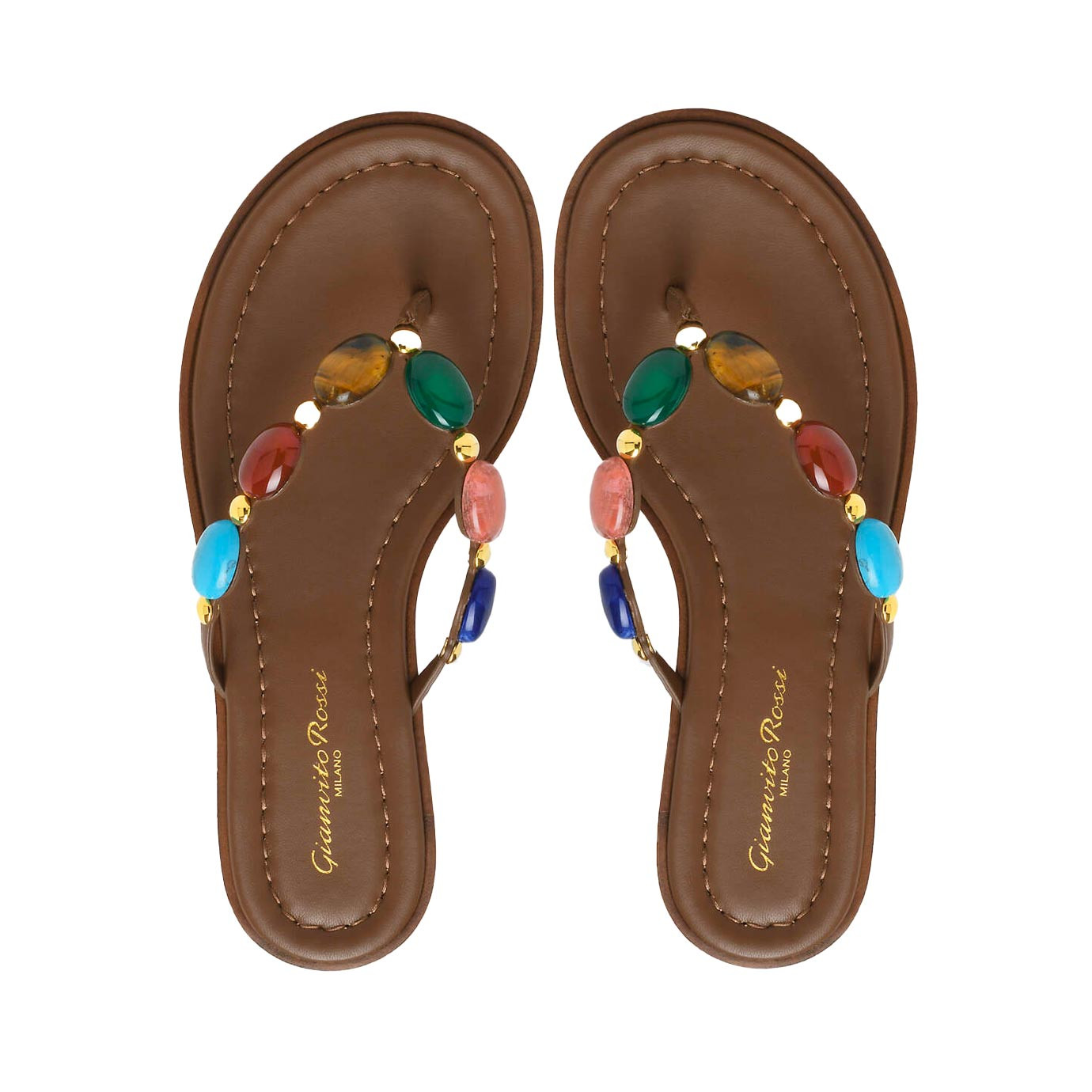 Visuel 3 : Collection Gianvito Rossi Bordeaux | Tong Shanti en cuir marron | Chaussures Parenthese