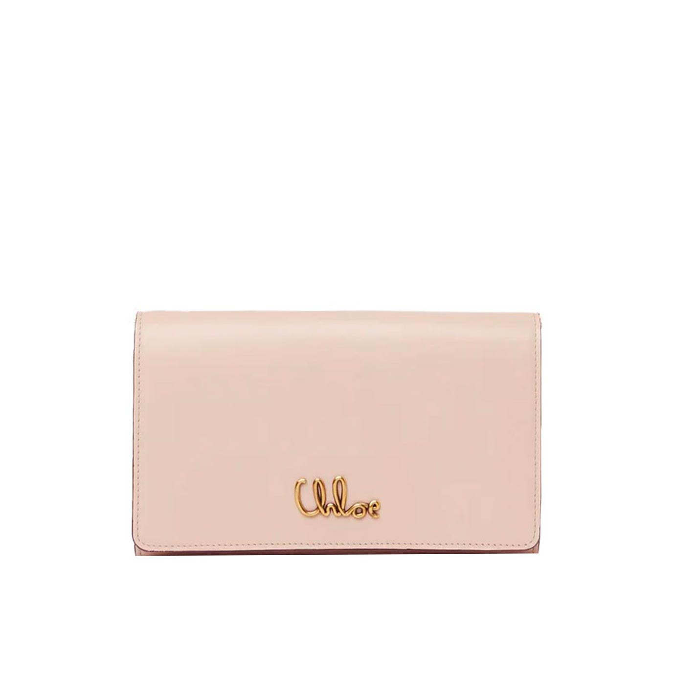 Visuel 1 : Collection Chloé Bordeaux | Wallet on chain Iconic rose pale  | Boutique d'accessoires de Luxe Parenthese Bordeaux