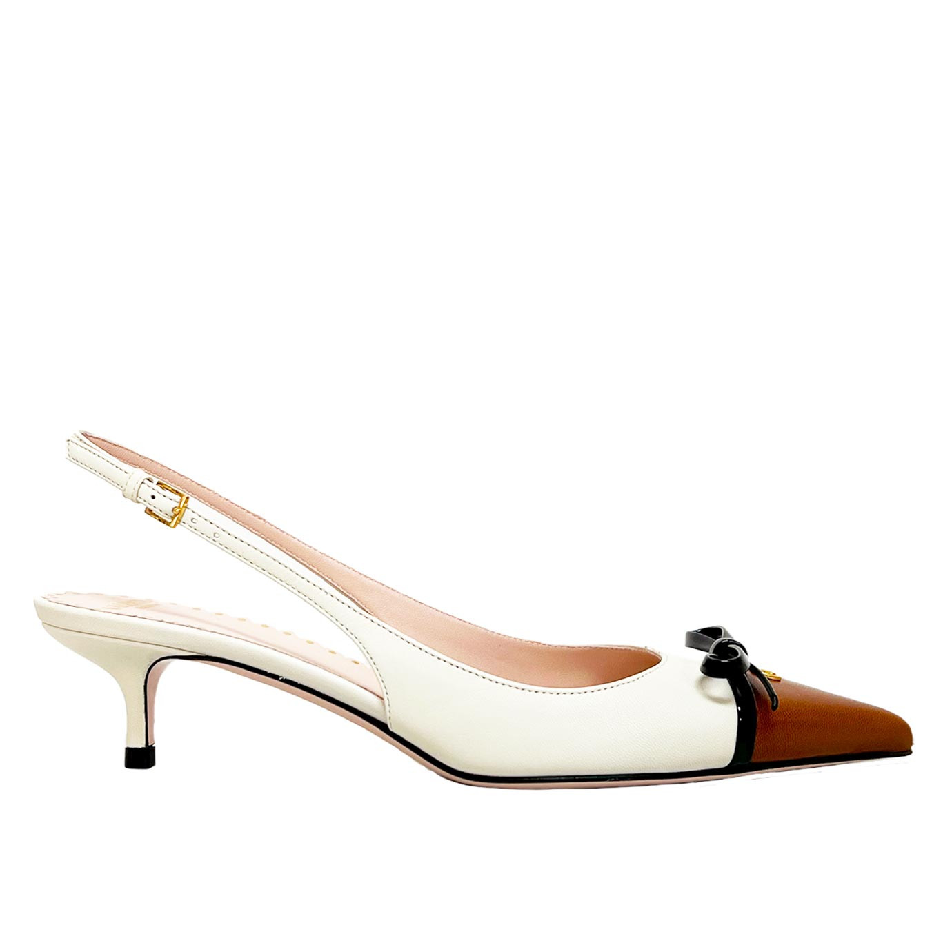 Visuel 1 : Valentino Garavani| Escarpin slingback Bepointy marron ivoire | Boutique de chaussures luxe Parenthese