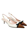 Visuel 2 : Valentino Garavani| Escarpin slingback Bepointy marron ivoire | Boutique de chaussures luxe Parenthese