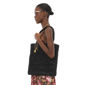 Visuel 2 : Collection Chloé Bordeaux | Cabas Summer Banana en raphia noir | Boutique de sacs de Luxe Parenthese Bordeaux