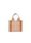 Visuel 1 : Chloé | Cabas Woody small en toile de lin et cuir camel | Boutique de Luxe Parenthese