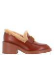 Visuel 1 : Collection Chloé | Mocassin à talon Marcie en cuir et en shearling| Boutique de chaussures Parenthese Bordeaux