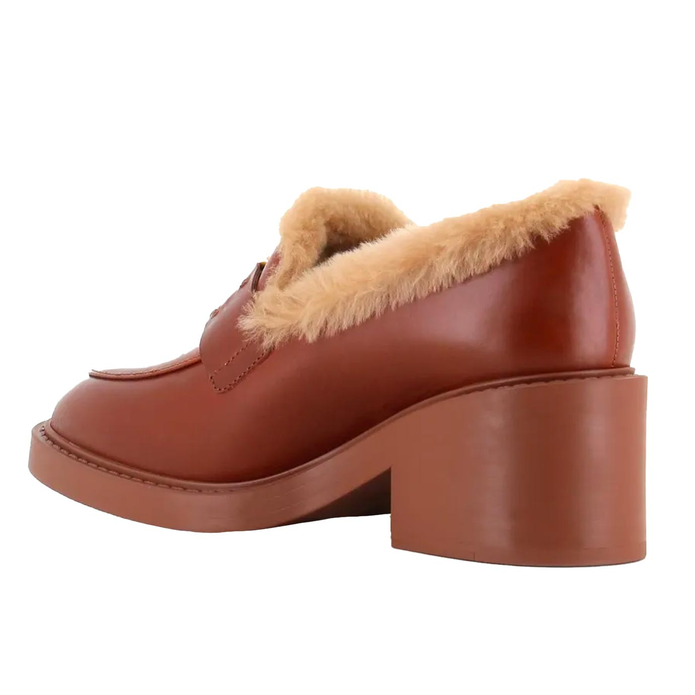 Visuel 3 : Collection Chloé | Mocassin à talon Marcie en cuir et en shearling| Boutique de chaussures Parenthese Bordeaux