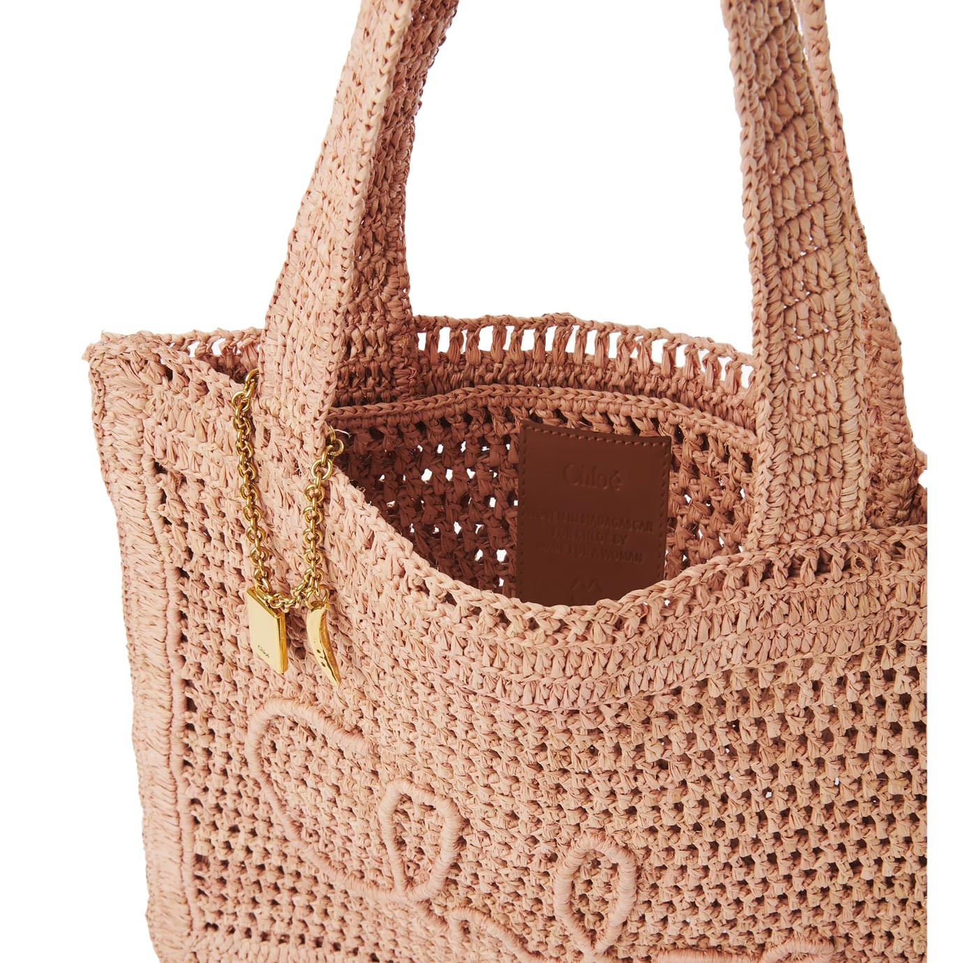 Visuel 4 : Collection Chloé Bordeaux | Cabas Summer Banana en raphia beige rosé | Boutique de sacs de Luxe Parenthese Bordeaux