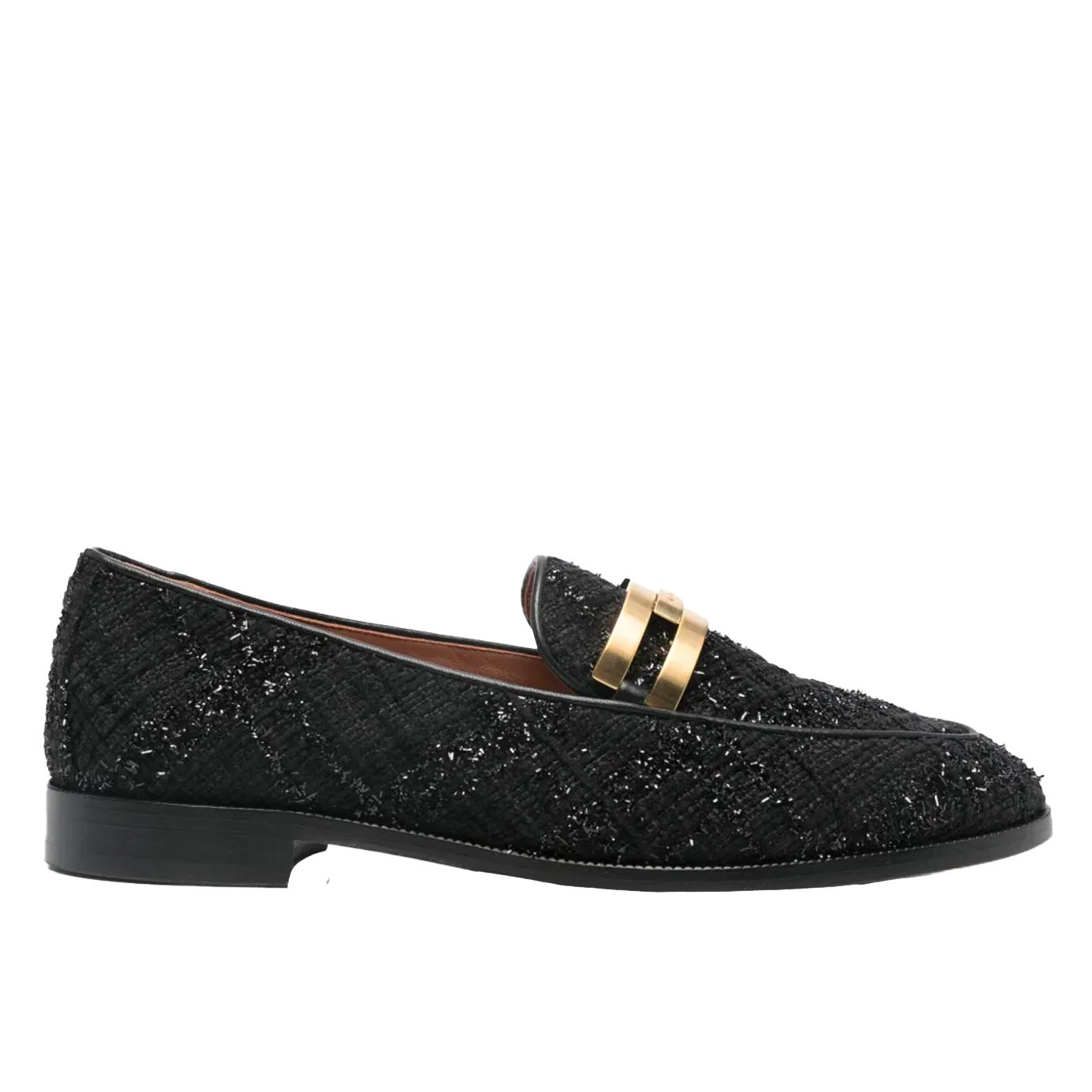 Visuel 1 : Collection Aquazzura Bordeaux | Mocassin Brandi en tweed noir | Chaussures de Luxe Parenthese Bordeaux