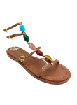 Visuel 2 : Gianvito Rossi| Sandale Shanti en cuir marron et perles| Boutique de luxe Parenthese