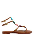 Visuel 1 : Gianvito Rossi| Sandale Shanti en cuir marron et perles| Boutique de luxe Parenthese