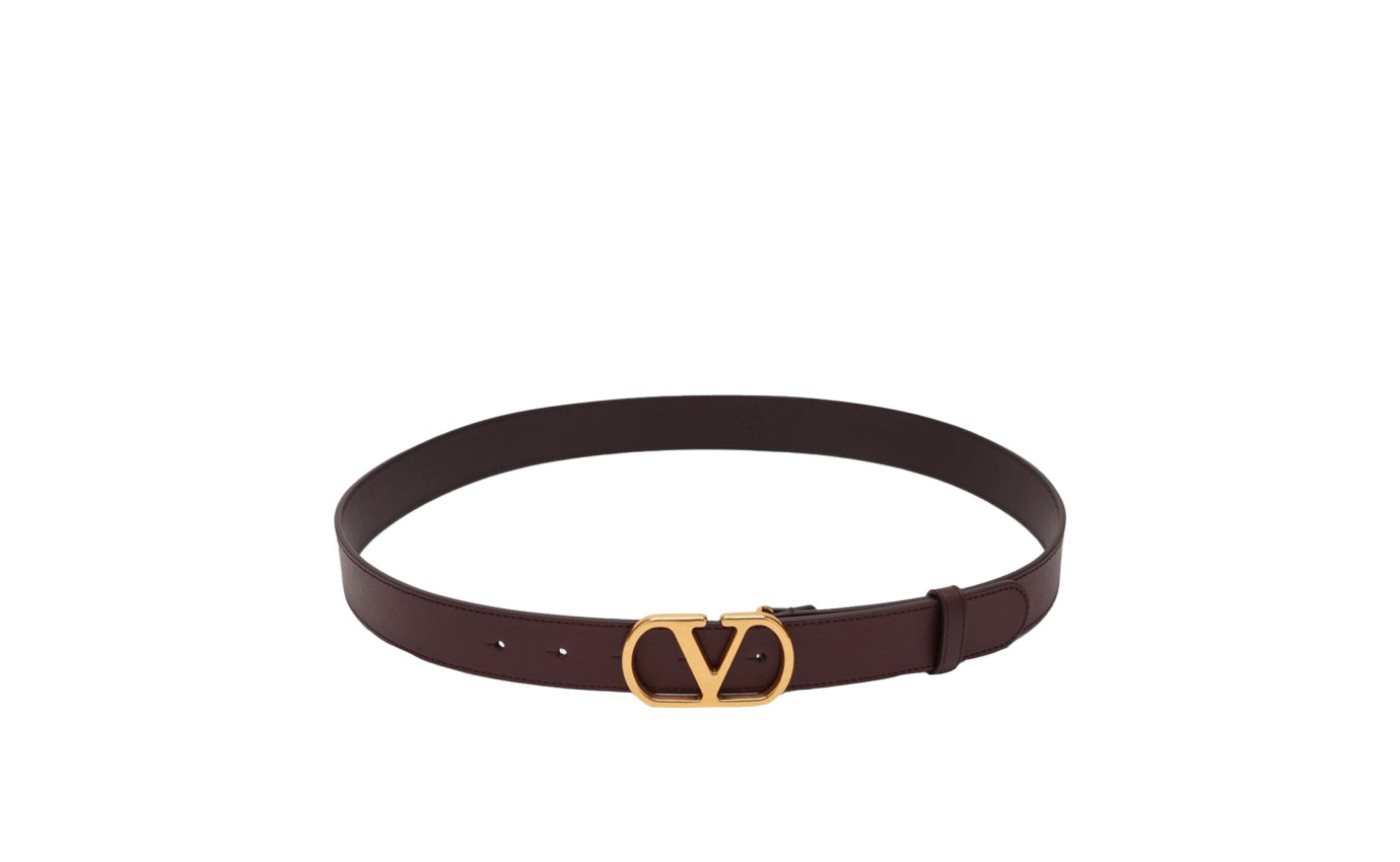 Visuel 1 : Collection Valentino Garavani Bordeaux | Ceinture VLogo Signature en cuir marron| Boutique luxe Bordeaux