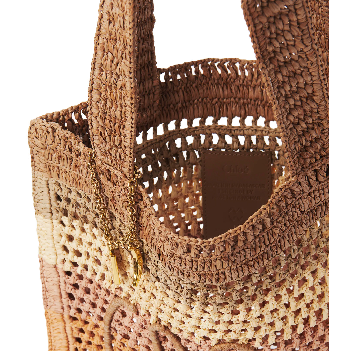 Visuel 4 : Collection Chloé Bordeaux | Cabas Summer Banana en raphia multi-beige | Boutique de sacs de Luxe Parenthese Bordeaux