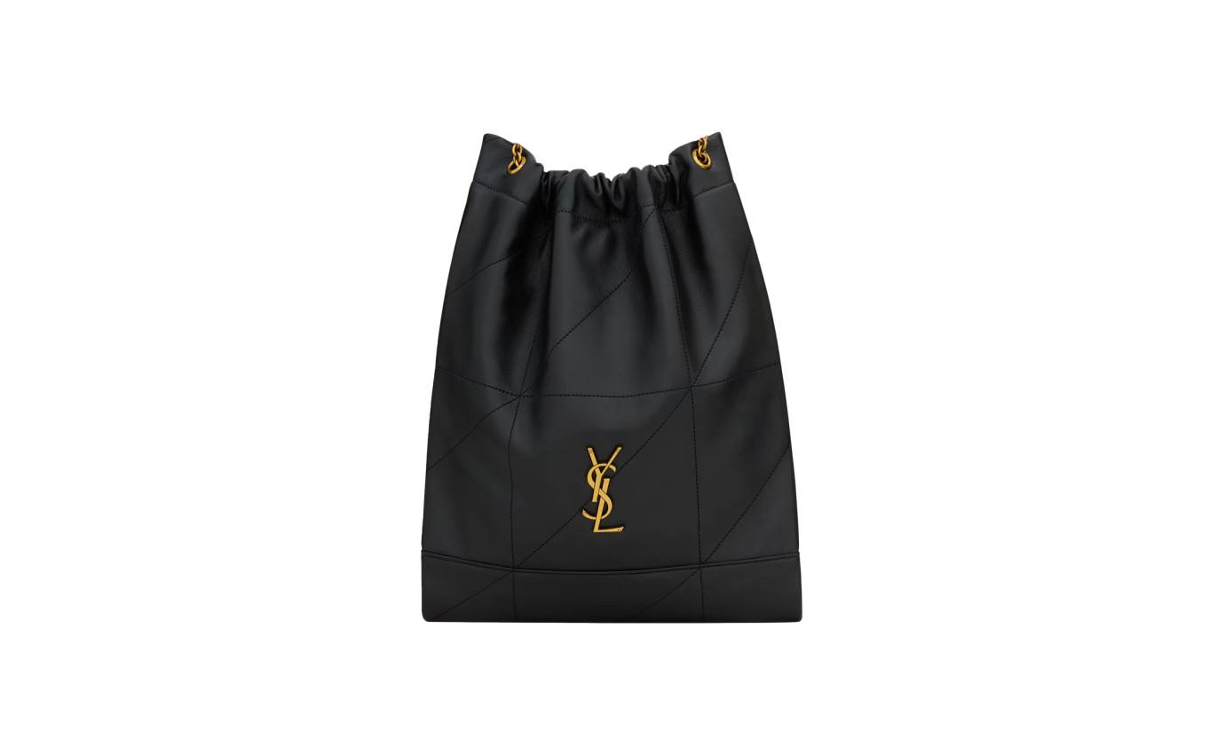 Visuel 1 : Collection Saint Laurent Bordeaux | Sac Jamie pochon en cuir noir et logo or | Boutique Parenthese Bordeaux