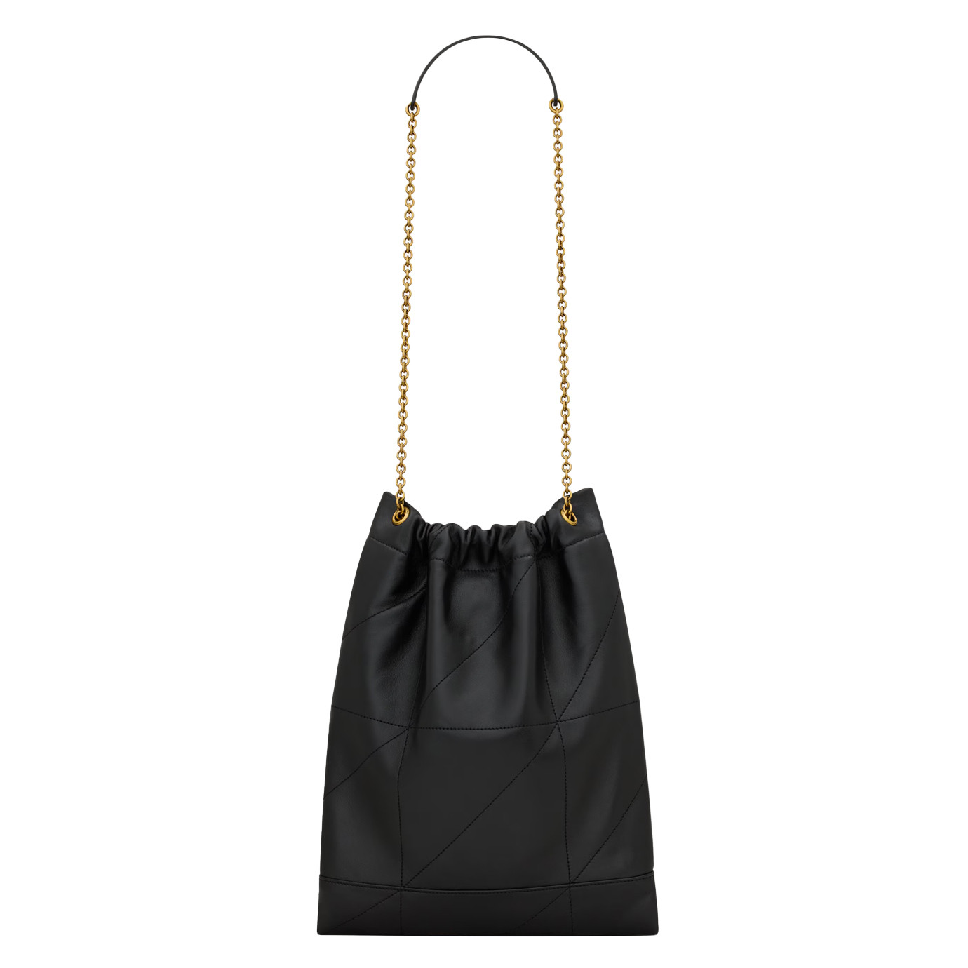 Visuel 4 : Collection Saint Laurent Bordeaux | Sac Jamie pochon en cuir noir et logo or | Boutique Parenthese Bordeaux