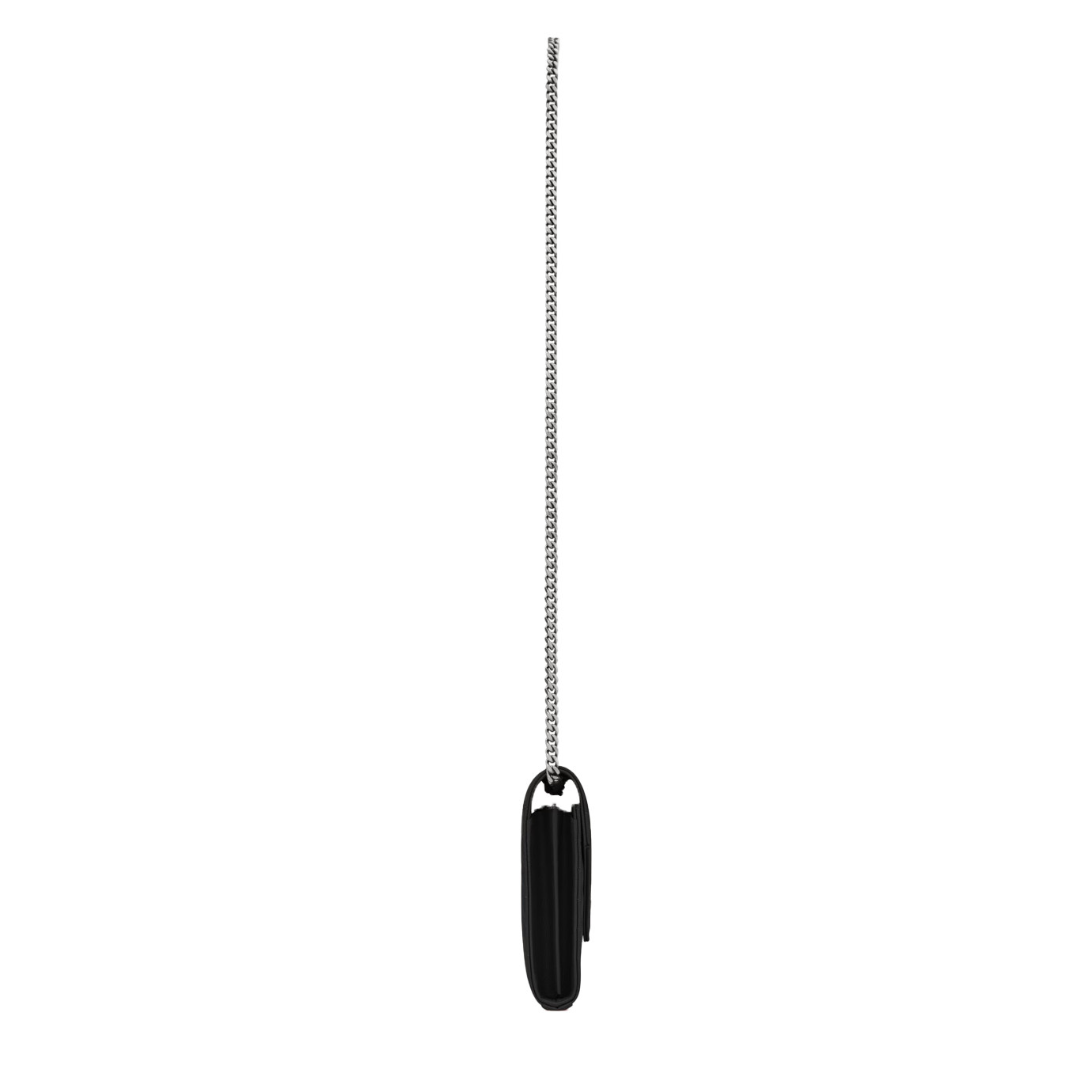 Visuel 4 : Saint Laurent | Pochette Chain Wallet Cassandre en cuir grainé noir et argent | Boutique Parenthese