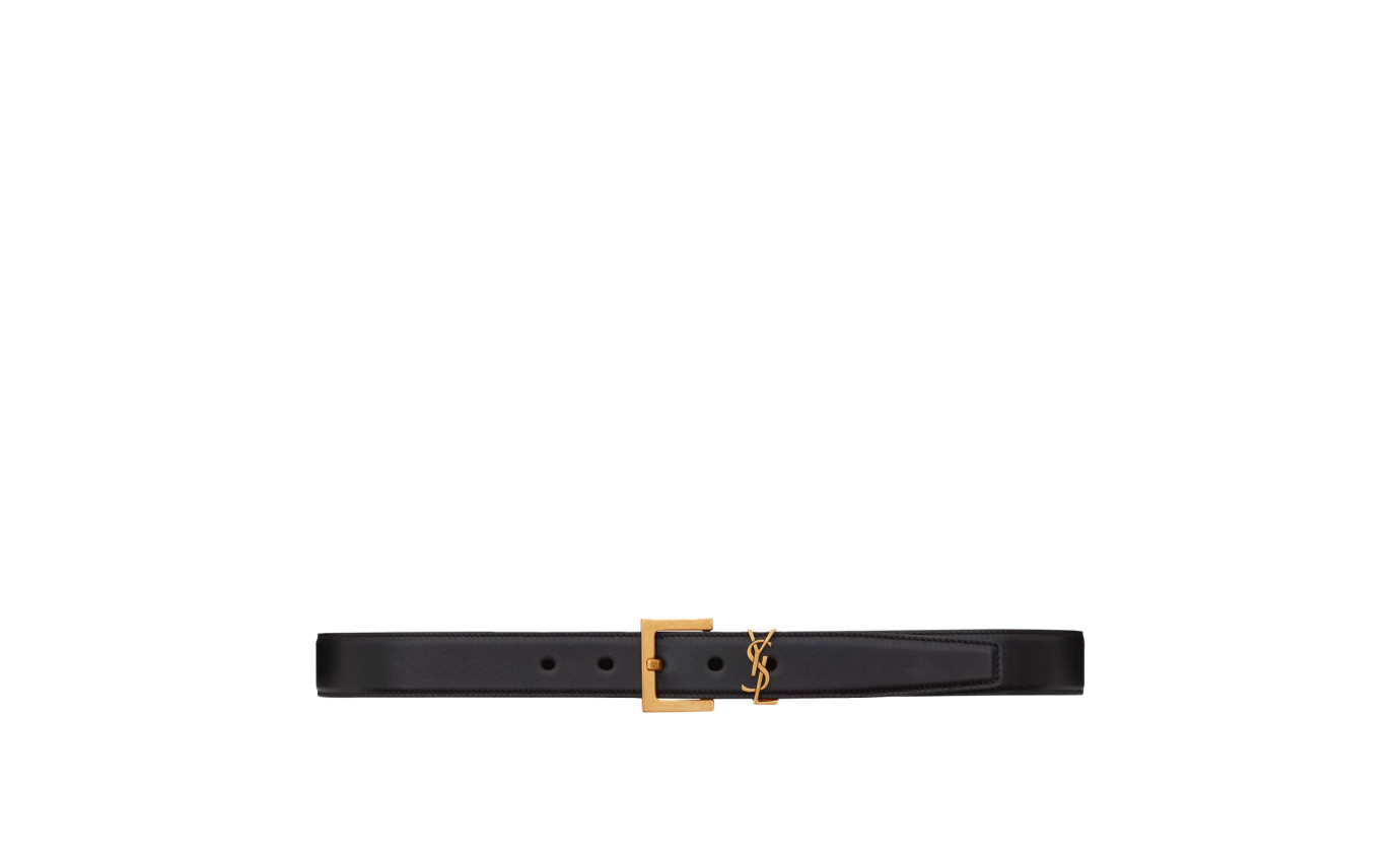 Visuel 1 : Collection Saint Laurent Bordeaux | Ceinture Cassandre en cuir noir et boucle or| Boutique Parenthese Bordeaux