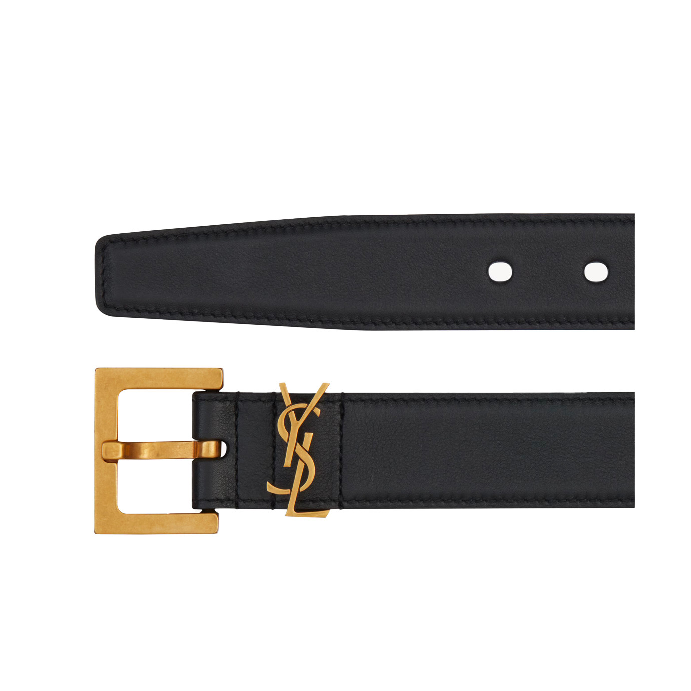 Visuel 2 : Collection Saint Laurent Bordeaux | Ceinture Cassandre en cuir noir et boucle or| Boutique Parenthese Bordeaux