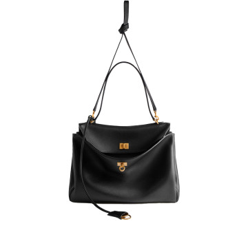 Visuel 4 : Collection Balenciaga Bordeaux | Sac Rodeo medium en cuir Noir|  Sac de Luxe Parenthese Bordeaux