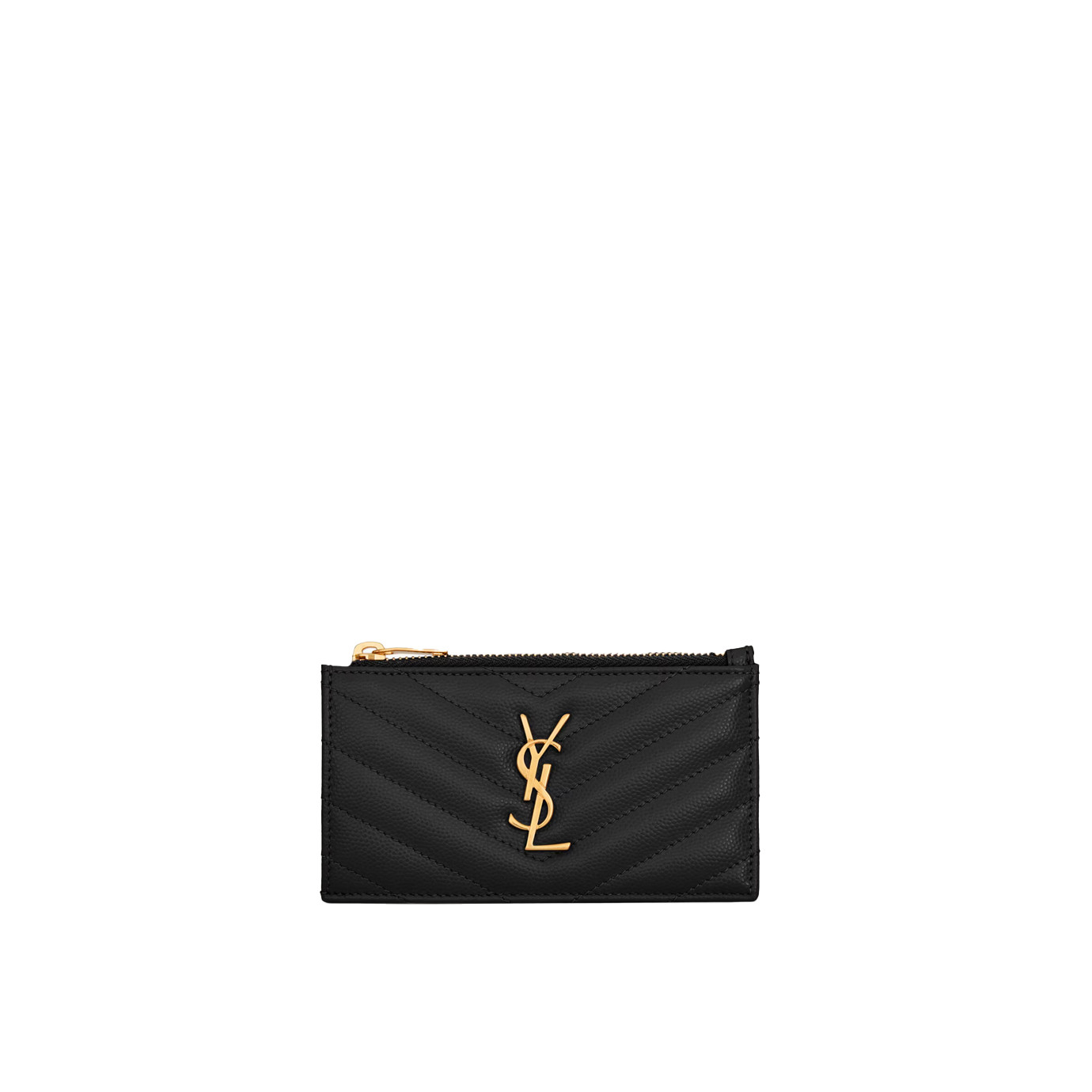 Visuel 1 : Saint Laurent Accessoire | Porte cartes Cassandre en cuir noir et or | Boutique Parenthese