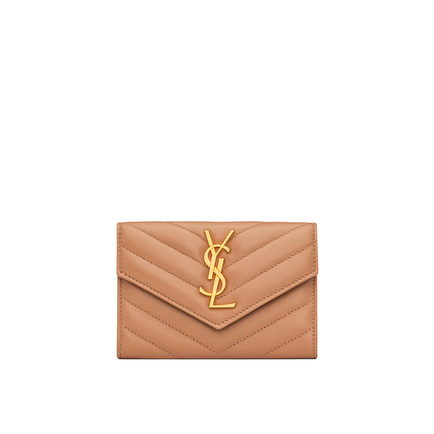 Visuel 1 : Saint Laurent Accessoire | Portefeuille Cassandre en cuir nude| Boutique Parenthese