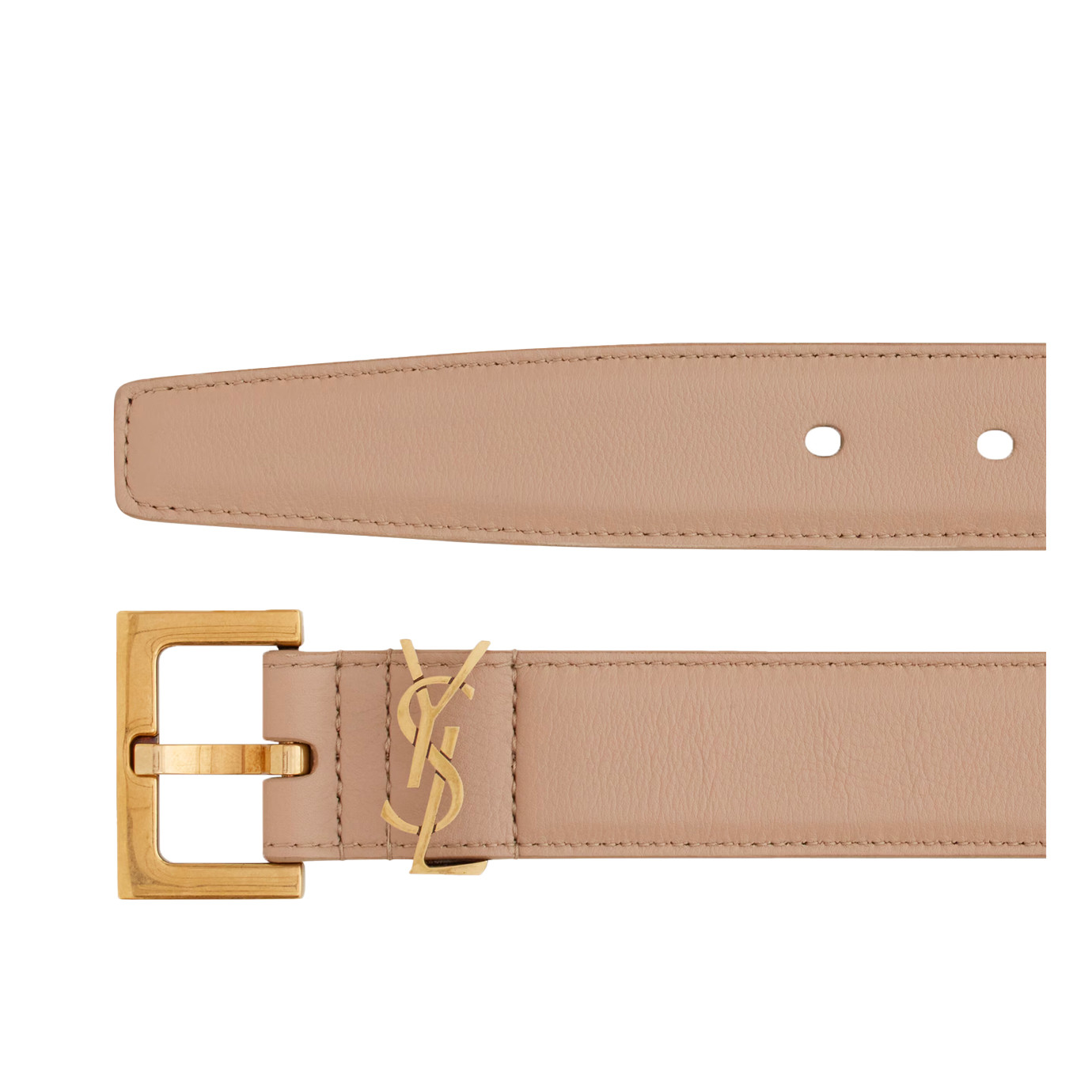 Visuel 2 : Collection Saint Laurent Bordeaux | Ceinture Cassandre en cuir nude et or| Boutique Parenthese Bordeaux
