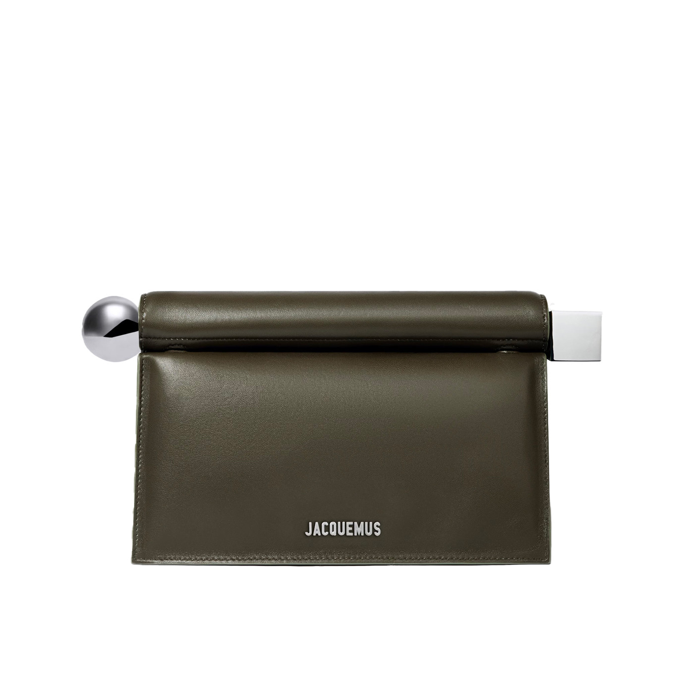 Visuel 1 : Collection Jacquemus | La pochette Rond Carré en cuir kaki| Boutique de sac de luxe Parenthese Bordeaux