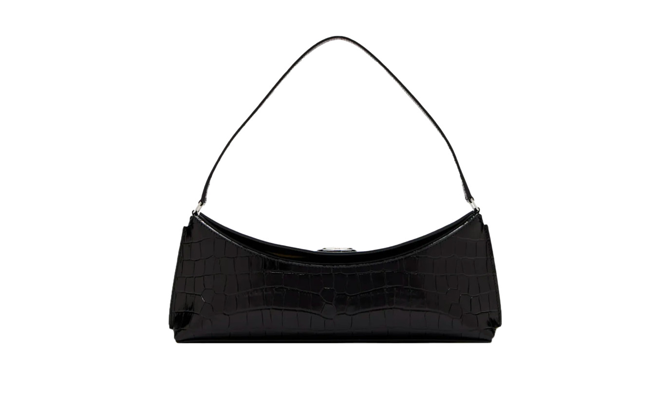 Visuel 1 : Jacquemus | Sac La pochette Ovalo en cuir effet croco noir| Boutique Parenthese