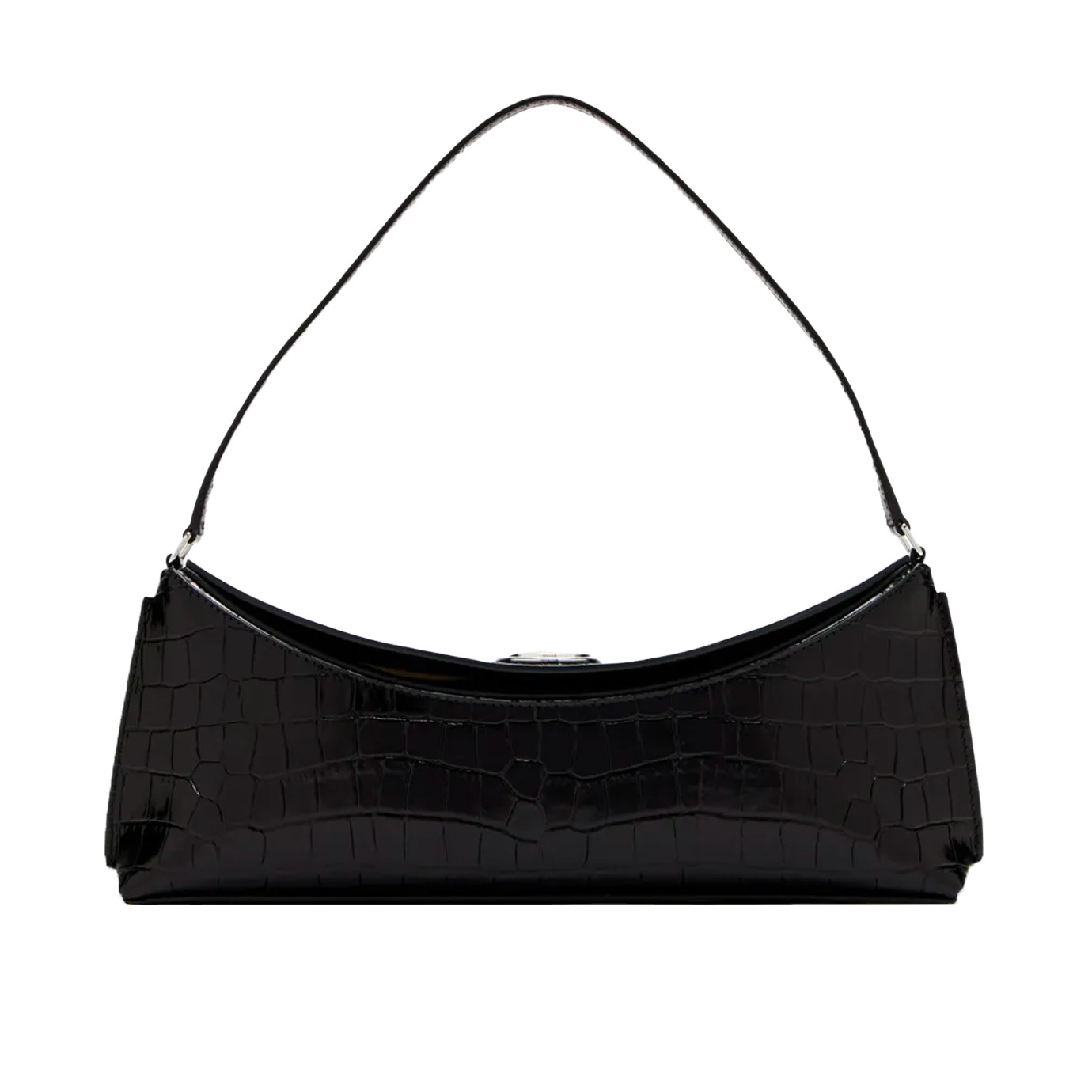 Visuel 1 : Jacquemus | Sac La pochette Ovalo en cuir effet croco noir| Boutique Parenthese