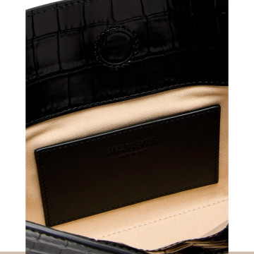Visuel 3 : Jacquemus | Sac La pochette Ovalo en cuir effet croco noir| Boutique Parenthese