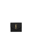 Visuel 1 : Saint Laurent Accessoire | Portefeuille compact Cassandre en cuir noir et or | Boutique Parenthese