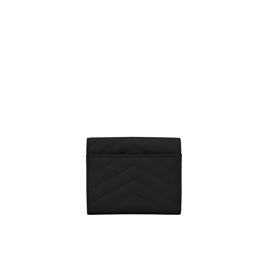 Visuel 2 : Saint Laurent Accessoire | Portefeuille compact Cassandre en cuir noir et or | Boutique Parenthese