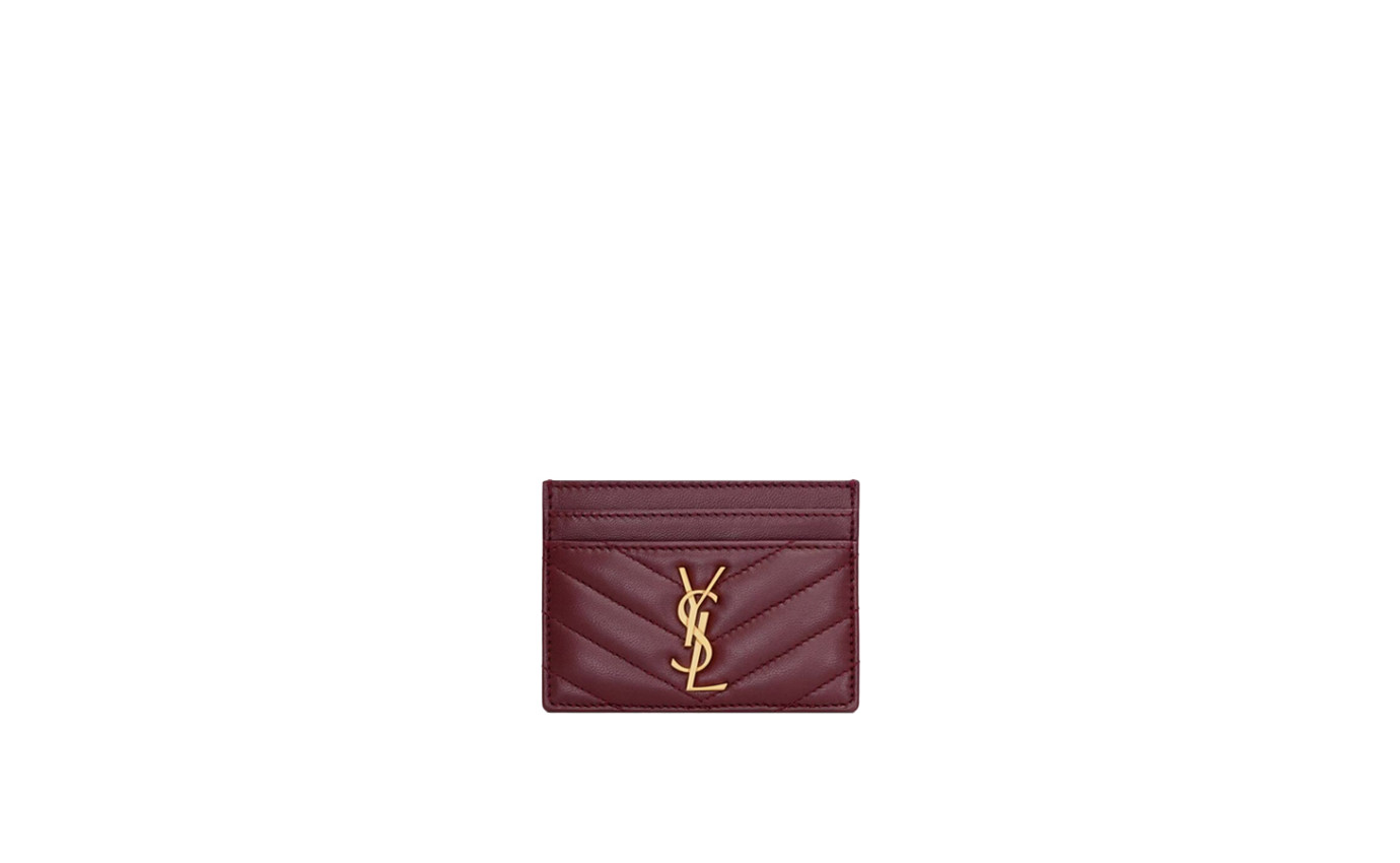 Visuel 1 : Saint Laurent Accessoire | Porte cartes Cassandre en cuir rouge cabernet | Boutique Parenthese