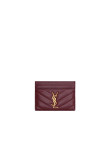 Visuel 1 : Saint Laurent Accessoire | Porte cartes Cassandre en cuir rouge cabernet | Boutique Parenthese