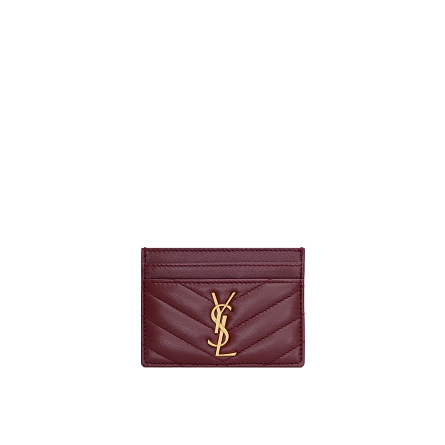 Visuel 1 : Saint Laurent Accessoire | Porte cartes Cassandre en cuir rouge cabernet | Boutique Parenthese