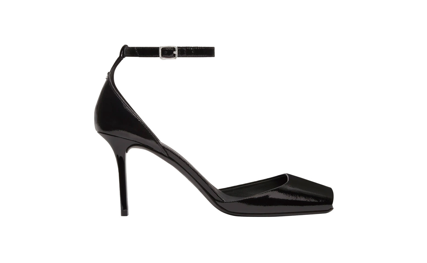 Visuel 1 : Collection Courrèges Bordeaux | Sandale Peep Toe en vinyle noir| Boutique Parenthese