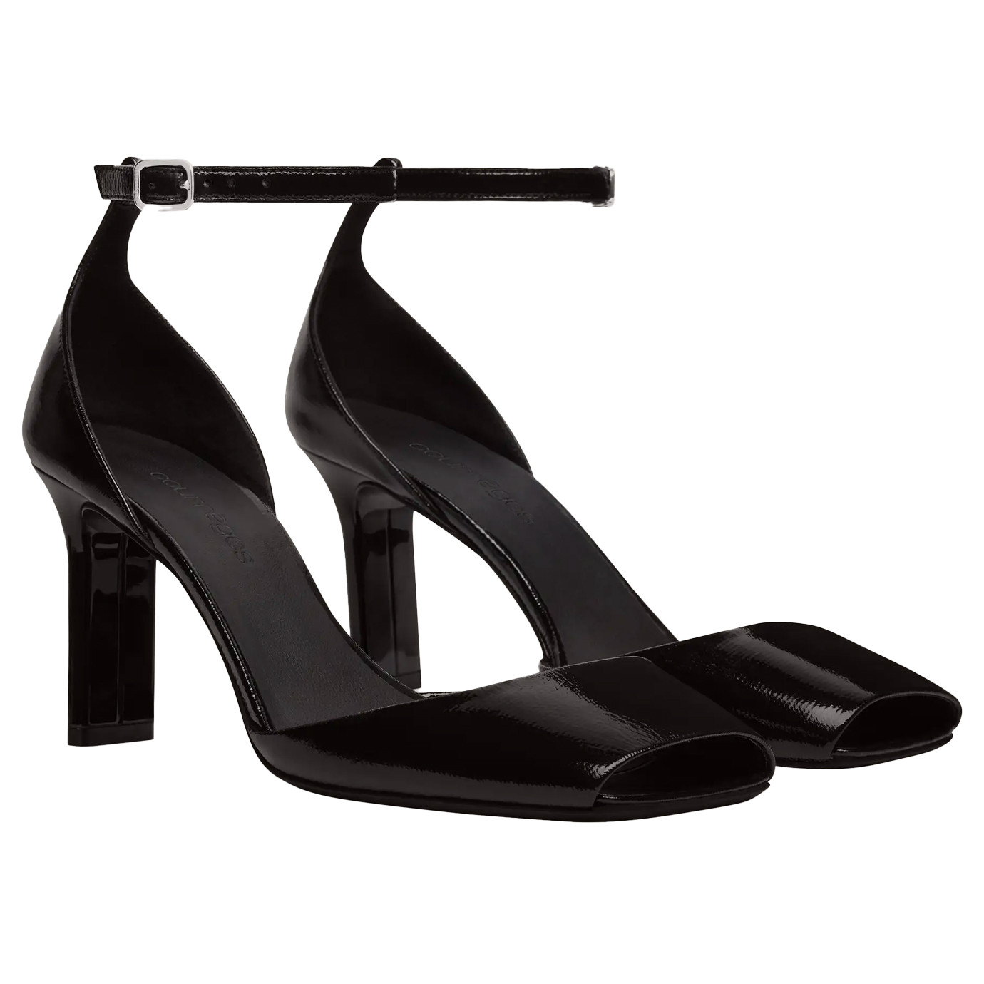 Visuel 2 : Collection Courrèges Bordeaux | Sandale Peep Toe en vinyle noir| Boutique Parenthese
