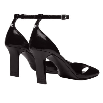 Visuel 3 : Collection Courrèges Bordeaux | Sandale Peep Toe en vinyle noir| Boutique Parenthese