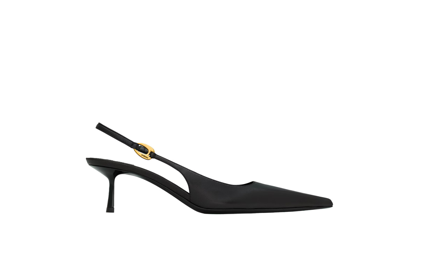 Visuel 1 : Collection Saint Laurent Bordeaux | Slingback Vendome en cuir noir| Boutique Parenthese