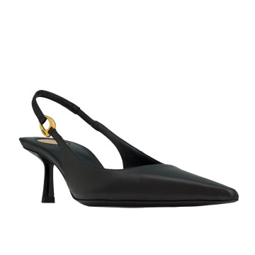 Visuel 3 : Collection Saint Laurent Bordeaux | Slingback Vendome en cuir noir| Boutique Parenthese