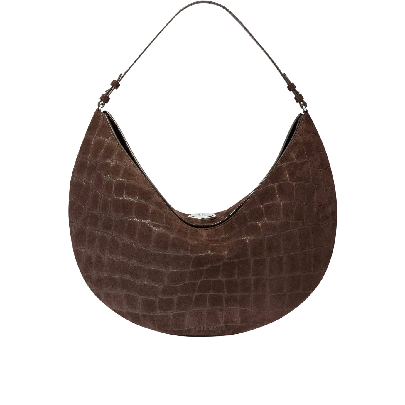Visuel 1 : Collection Jacquemus| Le sac Ovalo en veau velours marron imprimé croco | Boutique Parenthese Bordeaux