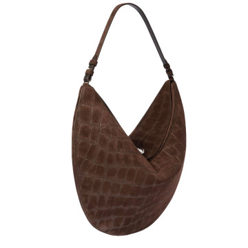 Visuel 2 : Collection Jacquemus| Le sac Ovalo en veau velours marron imprimé croco | Boutique Parenthese Bordeaux