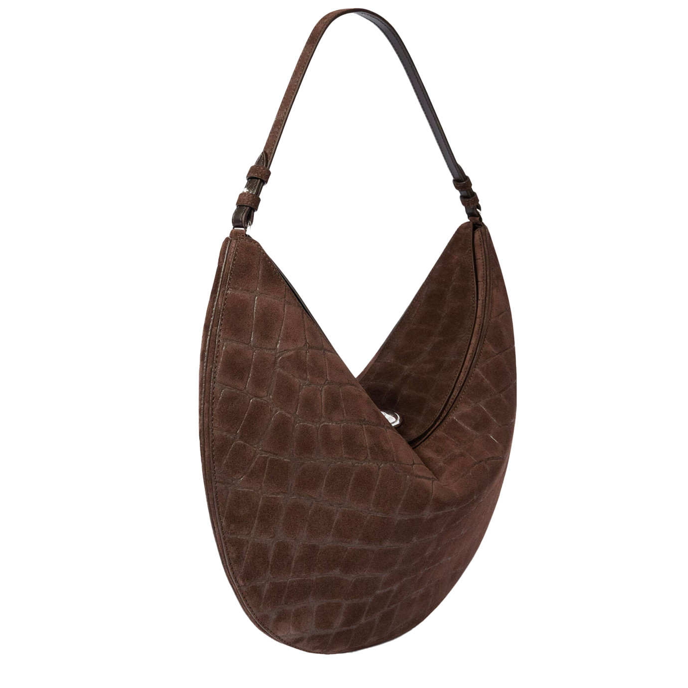 Visuel 2 : Collection Jacquemus| Le sac Ovalo en veau velours marron imprimé croco | Boutique Parenthese Bordeaux