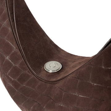 Visuel 5 : Collection Jacquemus| Le sac Ovalo en veau velours marron imprimé croco | Boutique Parenthese Bordeaux