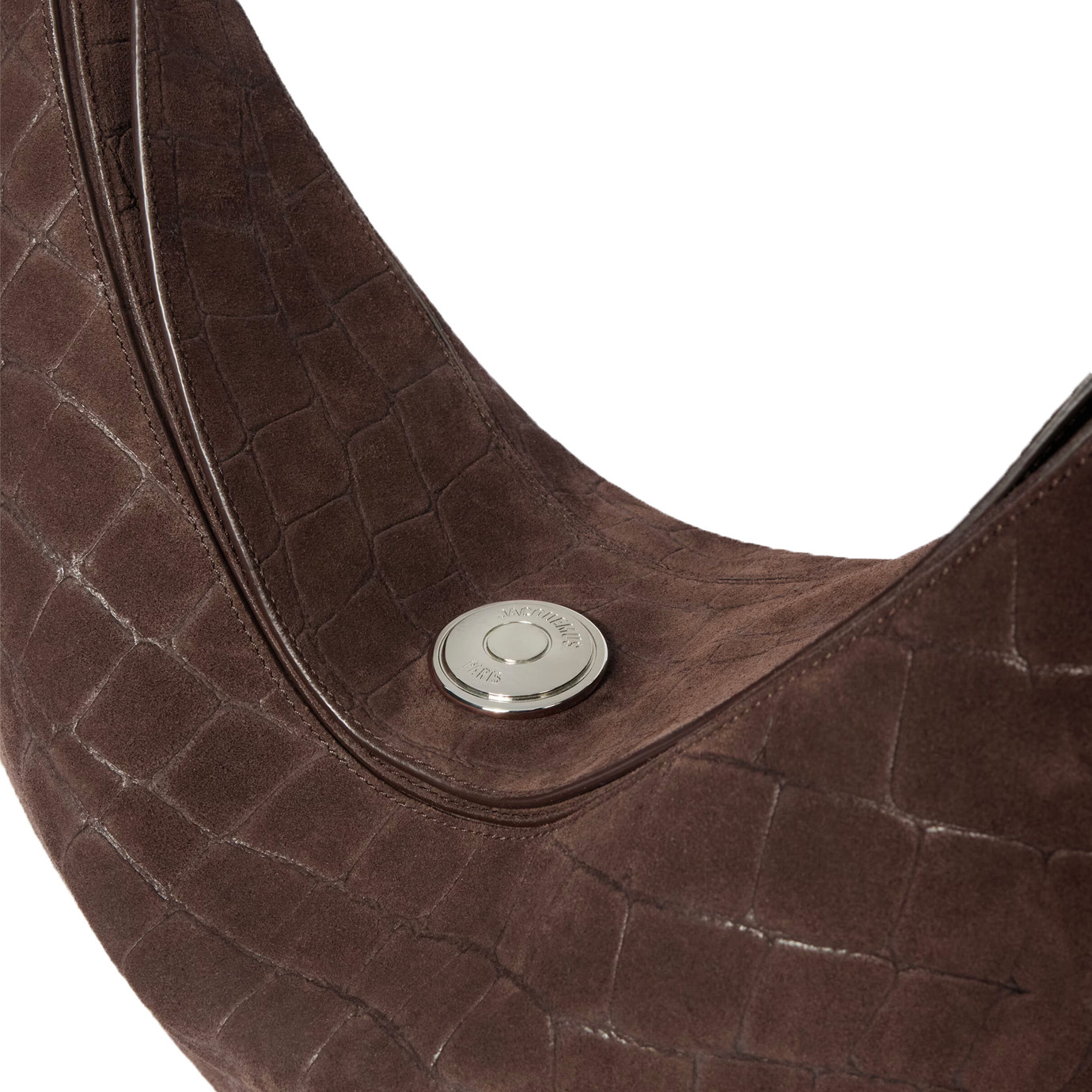 Visuel 5 : Collection Jacquemus| Le sac Ovalo en veau velours marron imprimé croco | Boutique Parenthese Bordeaux