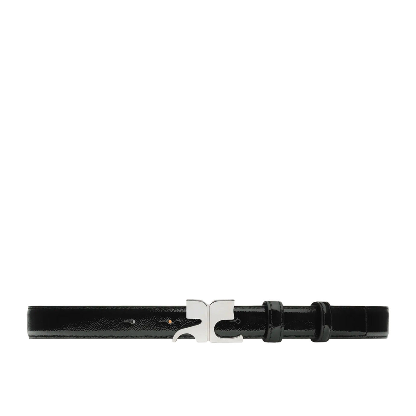 Visuel 1 : Collection Courrèges| Ceinture AC 25 en cuir noir et boucle argent| Boutique Parenthese Bordeaux