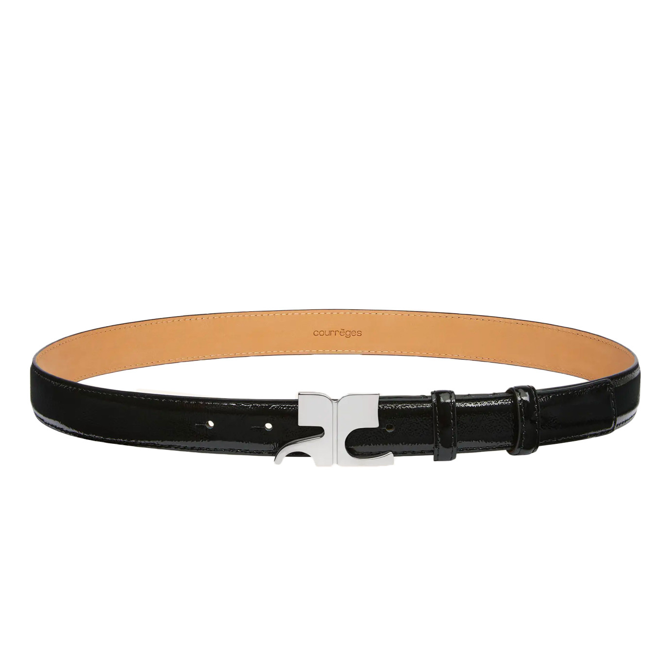 Visuel 2 : Collection Courrèges| Ceinture AC 25 en cuir noir et boucle argent| Boutique Parenthese Bordeaux