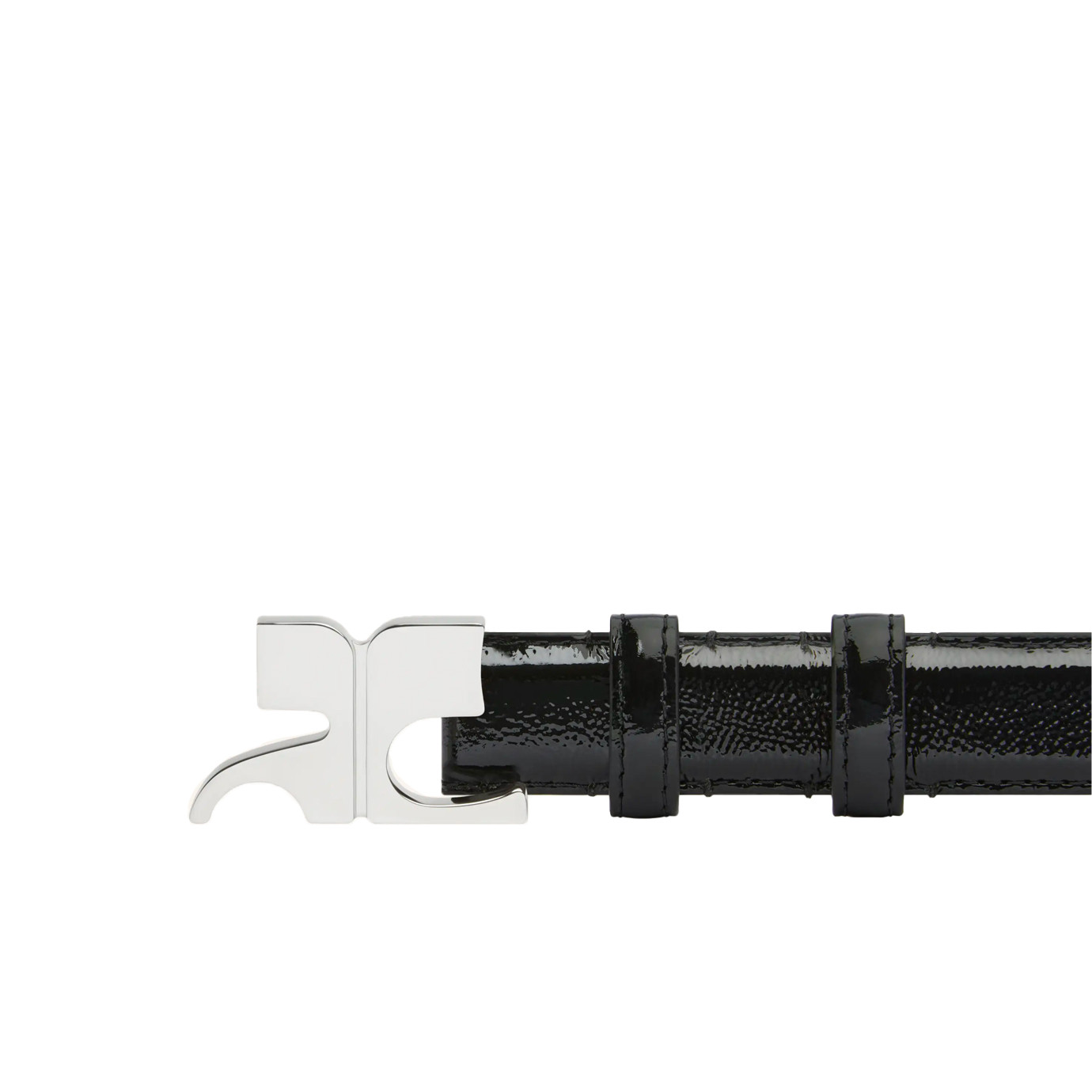Visuel 3 : Collection Courrèges| Ceinture AC 25 en cuir noir et boucle argent| Boutique Parenthese Bordeaux