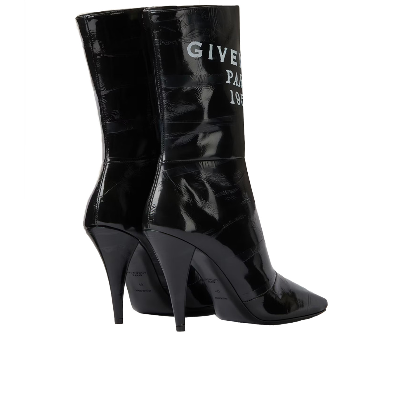 Visuel 3 : Collection Givenchy Bordeaux | Bottine Sliced en cuir noir| Boutique Parenthese