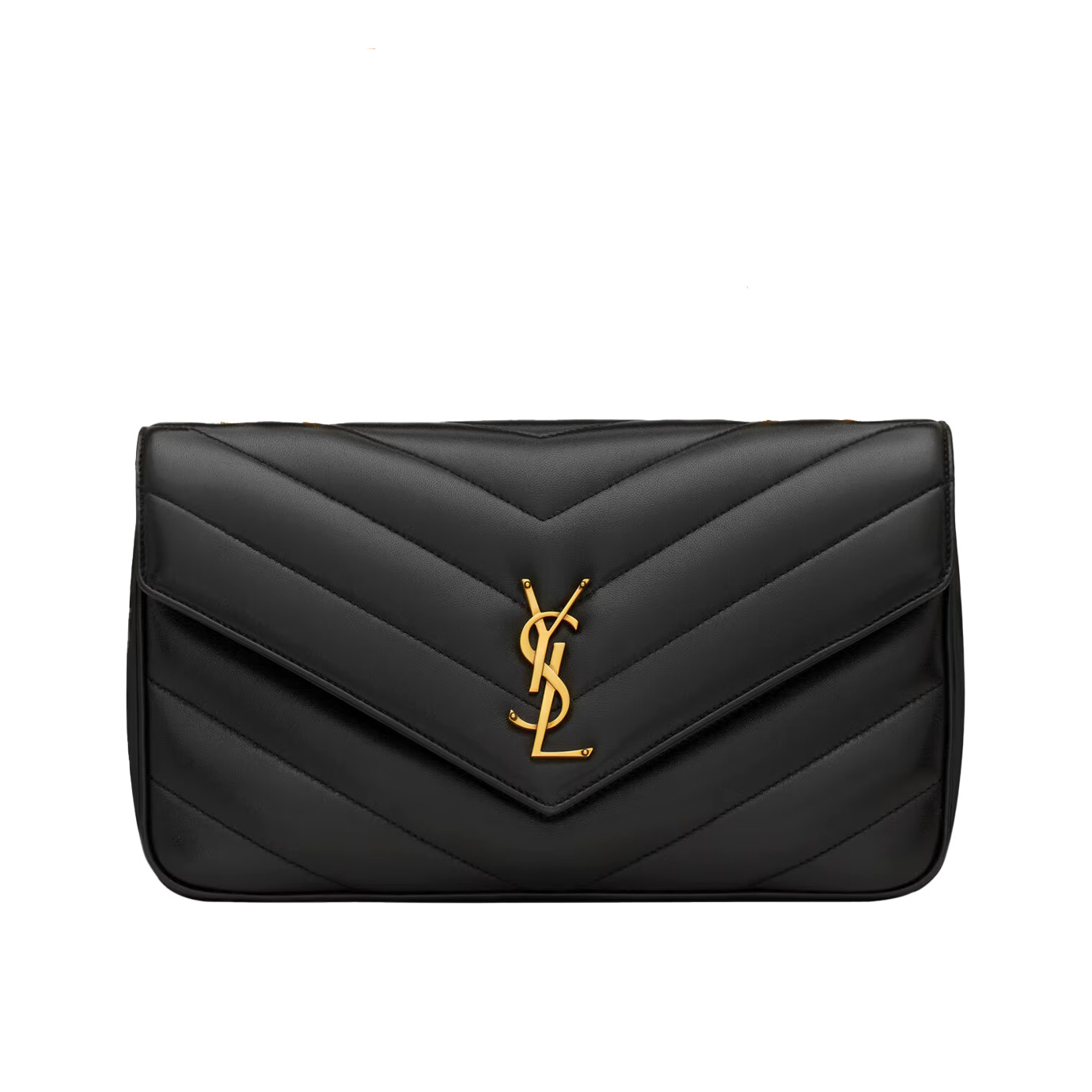 Visuel 1 : Saint Laurent Sac | Loulou medium en cuir noir et or | Boutique Parenthese