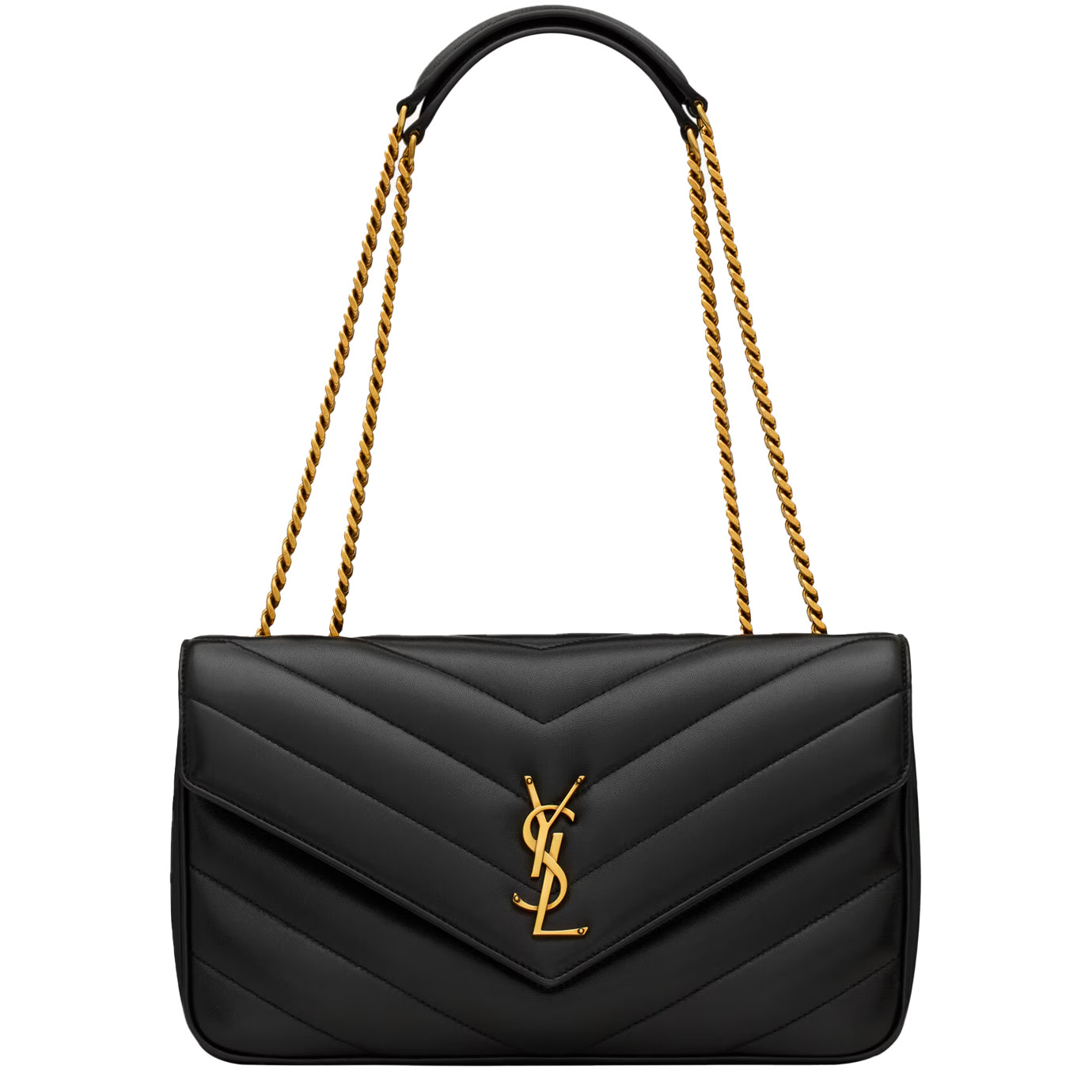 Visuel 2 : Saint Laurent Sac | Loulou medium en cuir noir et or | Boutique Parenthese